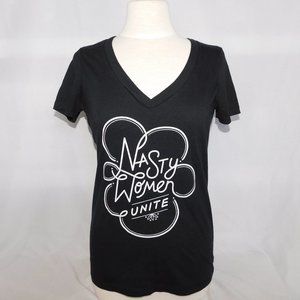 NASTY WOMEN UNITE Womens L Black Short sleeve V Neck T Shirt